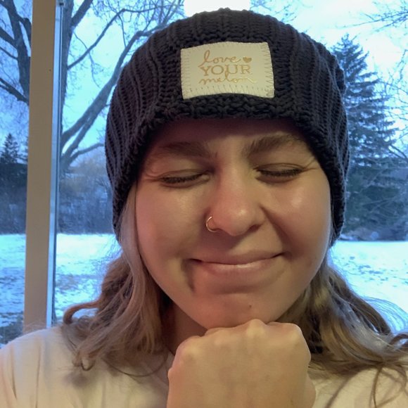 Dark Slate Gray Love Your Melon Beanie with White Gold Foil Patch - Picture 2 of 2